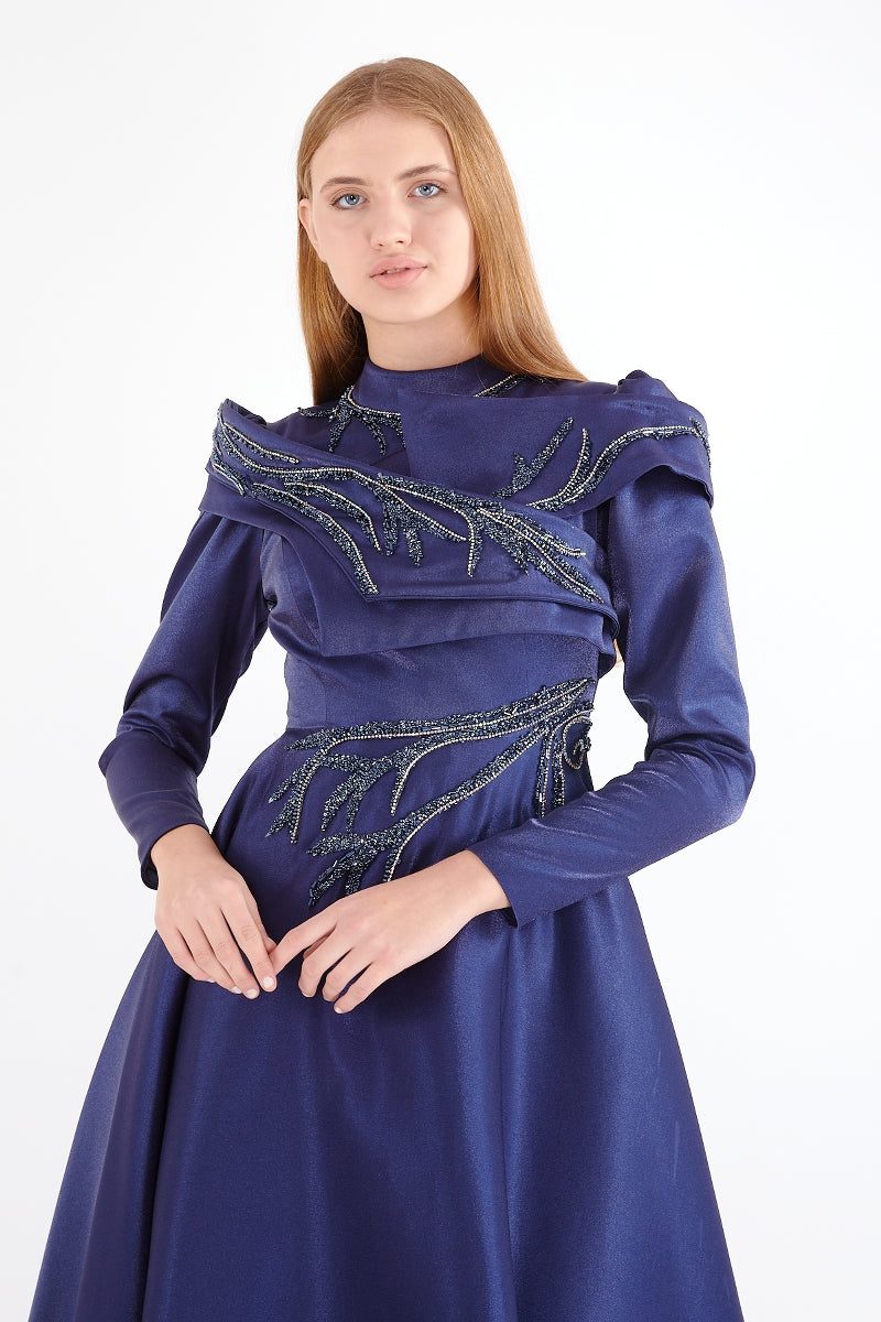 F&S Elegant Gown Navy Blue