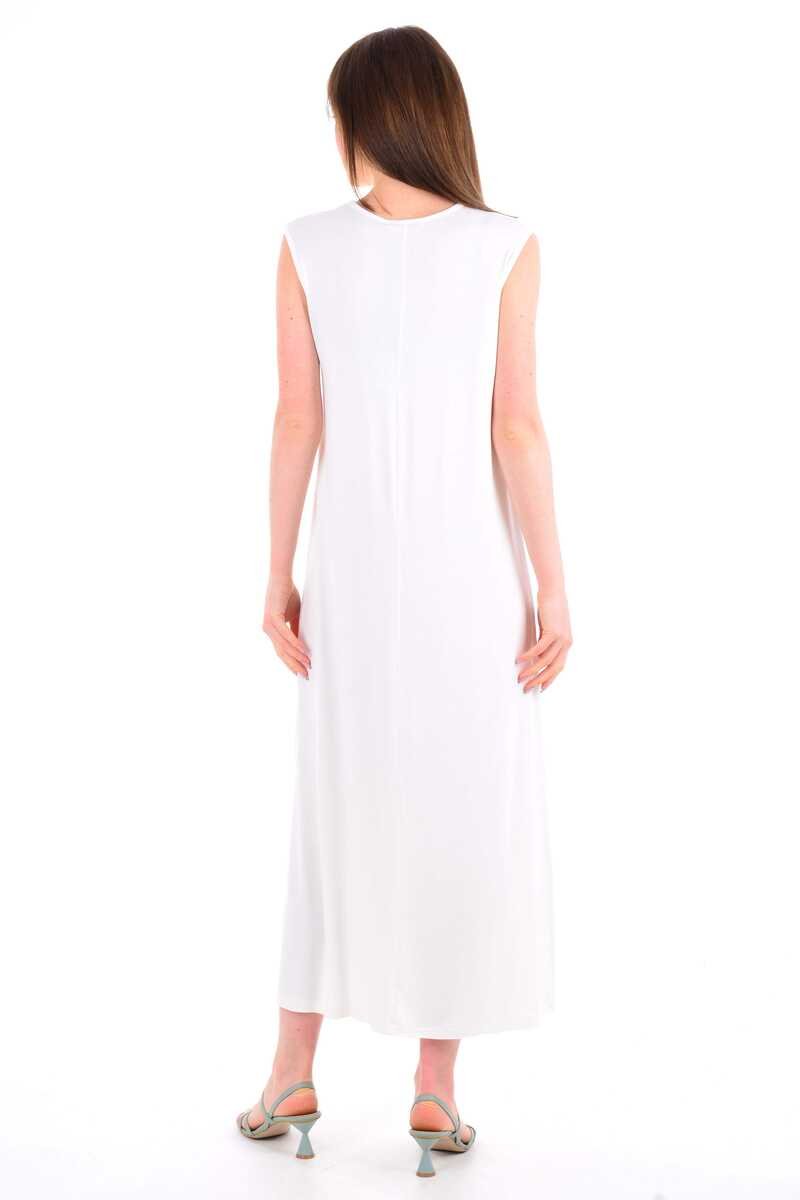 Zems 1884 Sleeveless İnner Dress White - Moda Natty